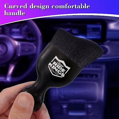 Car Interior Detailing Brush - Black, 2 Pack | Cleans auto vents, panel crevices & seat seams. Soft bristles with cover. Perfect vehicle care gift for men and women. - color: Bright Red