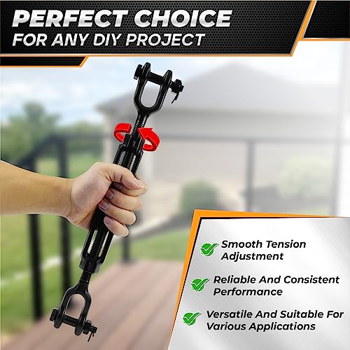 Heavy-Duty 3500LB 5/8”x15” Jaw and Jaw Turnbuckles for Cable Wire Tensioner | Ultra Durable Steel Weather Resistant, Durable Black Turnbuckle for Wire Rope Tension, Shade Sail Hardware, Sun Shade Tent - style: 1Pcs 5/8”x15”