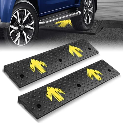 Rubber Curb Ramp 2" Rise Height, Arrow Patterned Sidewalk Curb Ramp for Forklift Truck Bus Car SUV, Driveway Curb Ramps for Low Profile Car, Threshold Bridge Ramp for Warehouse Garage - size: 2" Rise Arrow