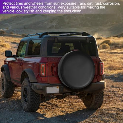Car Spare Tire Cover, 14Inch Dustproof Waterproof Vehicle Spare Wheel Protectors, All Around Soft Automotive Tough Tire Storage Protection Accessories, Universal for SUV RV Truck - size: 14Inch No Flag