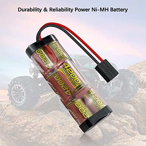 melasta 8.4V 4200mAh Hump NiMH Battery for Traxxas RC Cars | 7-cell rechargeable pack. Compatible with RC trucks, boats, and tanks. Long runtime and stable output for hobby racing.