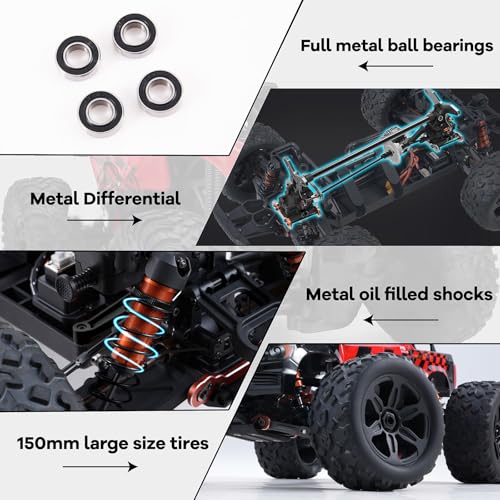 EAZYRC FMS FMT10 Chevrolet Colorado 1/10 RC Truck – Officially Licensed, 4WD Brushless Off-Road Monster Truck, FMT10 Chassis, 50MPH High-Speed All-Terrain RC Car, 4074 2000KV Motor, 120A ESC