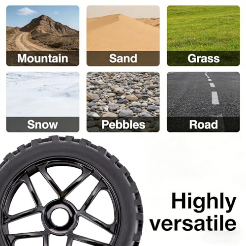 4-Pack RC Off-Road Wheels and Tires - 17mm Hex, 1/8 Scale | High-Performance, Durable Black Construction, Disassembled