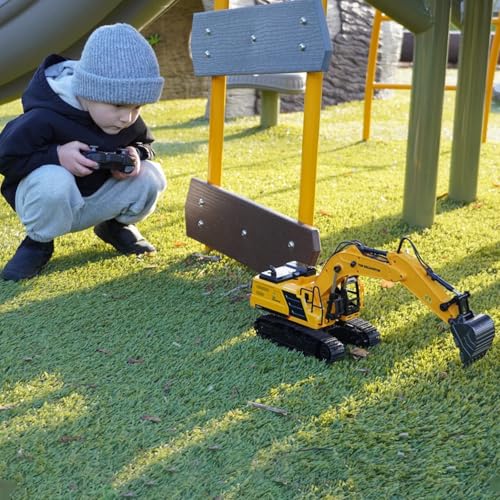 1:18 Metal RC Excavator Toy for Kids | 11-Channel Remote Control Construction Vehicle with Water Spray, Lights & Sounds, Dual 100-Min Batteries, 2026 New STEM Engineering Toy for Boys Ages 6-12 - style: Excavator[2026 Upgrade]