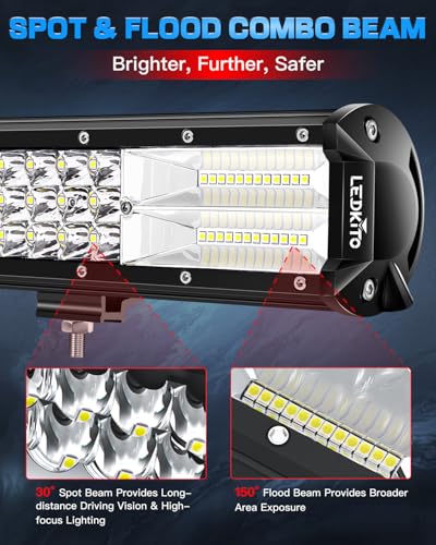 20Inch LED Light Bar with Wiring Harness Kit Spot Flood Combo Beam | 16AWG 280W LED Off Road Driving Work Lights Bar with 3PIN Rocker Switch for Je-ep Truck Pickup Golf Car Tractor SUV Golf Cart - size: 20 Inch LED Light Bar with Wiring Harness Kit