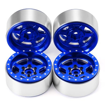 1.3inch Aluminium Beadlock Wheel Hub Rims for Axial SCX24 TRX4M 1/18 1/24 RC Crawler Car Upgrade Parts (Blue) - color: Blue