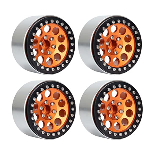 Metal 2.2" Beadlock Wheel Alloy Rim for 1:10 RC Crawler Car SCX10 RR10 90048 TRX4 TRX6 (Orange) - color: Orange