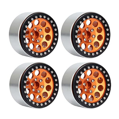 Metal 2.2" Beadlock Wheel Alloy Rim for 1:10 RC Crawler Car SCX10 RR10 90048 TRX4 TRX6 (Orange) - color: Orange