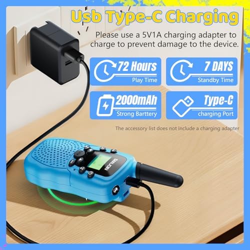 Walkie Talkies for Kids Rechargeable, 2000 mAH Last 3-4 Days 2 Way Radios Toys for 3-12 Year Old Boys Girls to Outside, Camping, Hiking Birthday Holiday Easter Basket Stuffers Presents - color: Rechargeable
