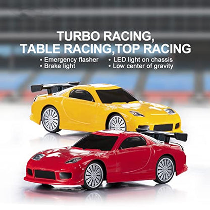 1:76 Turbo Racing Scale RC Sport Car, Table Racing Remote Control Mini Model Car Full Proportional RTR Kit Toys (C71yellow) - color: C71yellow