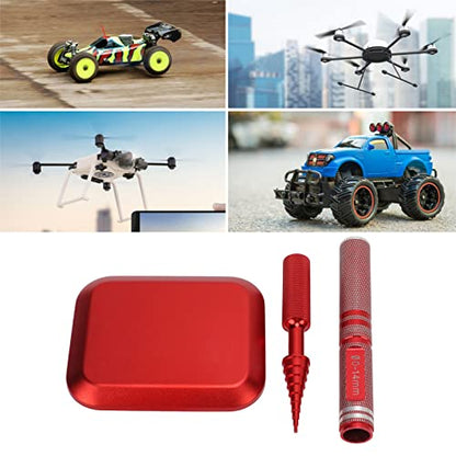 RC Repair Tools Kit, Punch Cross Wrench Body Reamer Set for Remote Control Model Upgrade Maintenance, Aluminum Alloy Stainless Steel RC Car Part with Magnetic Screw Tray, Universal (Red) - color: Red