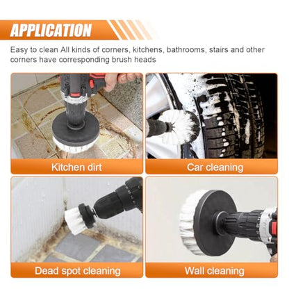3PCS Car Detailing Drill Brush Set, Car Interior Power Scrubber Brush, Wheel Cleaner Drill Brush, Car Wash Cleaning Kit for Floor, Grout, Car Mats, Tub, Tile, Bathroom, Carpet (White) - color: White