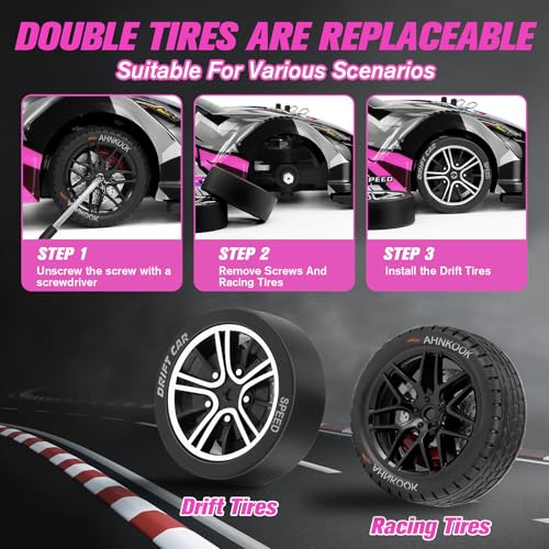 RC Drift Car, 1:16 Scale Drifting RC Cars 2.4GHz 4WD 40km/h | RC Race Car, High-Speed Remote Control Drift Car Vehicle, Racing Sport Toy Gift for Boys Girls Kids(Purple) - color: Purple