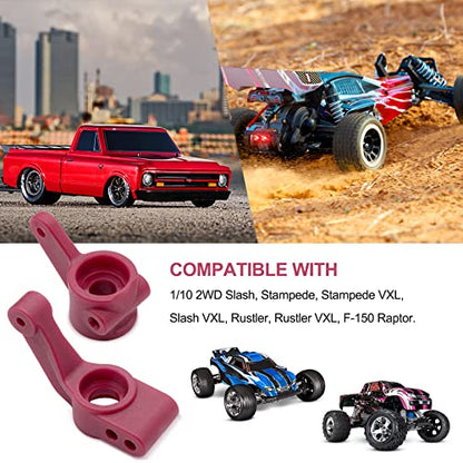 OGRC Plastic Caster/Steering Block Rear Stub Axle Carriers for Slash 2WD | L&R Wheel Steering Kit for 1/10 Traxxas Slash Stampede Rustler 2WD #3632 #3736 #3752 - color: Red