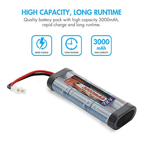Tenergy 7.2V RC Battery and Charger Combo: Two 3000mAh NiMH Flat Packs with Standard Tamiya Connectors Plus Universal 6S-10S NiCd Smart Fast Charger
