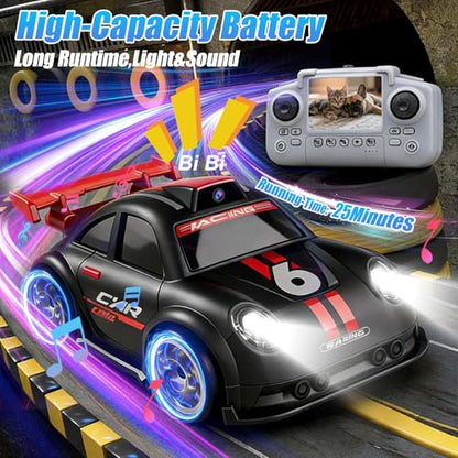 OBEST 2.4" Screen FPV Mini RC Car with Camera, Rechargeable 360° Drift Kids | Remote Control Car with 8G Card, Dual Control via Remote & App Controlled Vehicles, Follow/Escape/Demo Modes