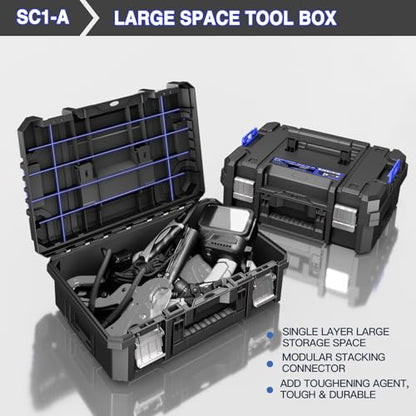 5 Tier Stackable Tool Box with Wheels,Rolling Tool Box with Drawers,Modular Tools Organizer,Portable Tool Box with Transparent Parts Box,Large Capacity Toolbox,for Garage Storage,Home and Repair Shop