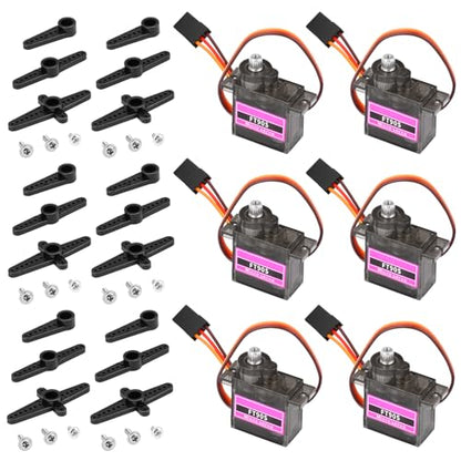 6Pcs FT90S 9g Micro Servo Motors with All-Metal Gears, High Torque, and 180° Rotation - for Arduino Robot Projects, RC Airplanes, Cars, Boats