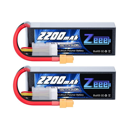 Zeee 3S 120C 2200mAh 11.1V Lipo Battery with XT60 Plug RC Graphene Lipo for FPV Drone Quadcopter Helicopter Airplane RC Boat RC Car RC Models(2 Pack)