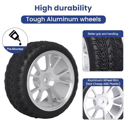 GoHooby 12mm Hex RC Wheel and Tires OD 2.6in Pre-Mounted Set, Compatible with Traxxas Tamiya 1/10 RC On-Road Touring Car (Color 5) - color: Color 5
