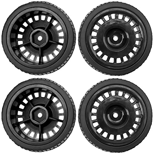 Outer Diameter 70mm Rubber Tires & Nylon 12mm Hex Hub Wheel Rims Compatible with Tamiya HPI Kyosho HSP 1/10 1/12 On-Road Touring Car,WLtoys 1/14 144001 1/18 A959B RC Buggy (Black) - color: Black