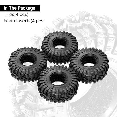 INJORA 1.0 Tires All Terrain S5 Super Soft Sticky Tires for 1/18 TRX4M 1/24 RC Crawler Axial SCX24 FMS FCX24 Enduro24 Upgarde (T1014)