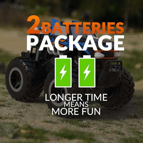 STEMTRON 1:16 Amphibious Monster Truck All Terrain RC Car Toys | 2.4GHz 4WD Waterproof Remote control car, Double-Sided Surfing Off-Road Vehicle, Pool and Yard RC Crawler Gifts for Boys Kids - color: Blue Truck, size: 1:16 Scale