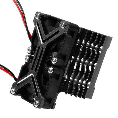 Motor Heatsink Dual Cooling Fan 40-42mm Compatible with 1/7 1/8 Arrma Traxxas RC Car Fit 4068 4074 4082 4268 4274 Motors (Black) - color: Black