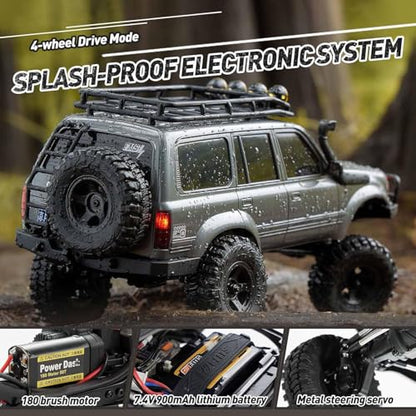 FCX18S FMS RC Crawler Toyota Cruiser 1/18 LC80 S Offroad Trucks 4X4 RC Rock Crawler with LED Lights for Adults (Blue) - color: Blue