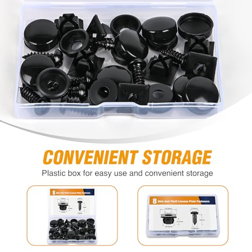 GOOACC 8 Sets Anti-Theft Stainless Steel License Plate Screw Kit | with Anti-Rust Stainless Steel Mounting Hardware & Nylon Fastener Nuts for Securing License Plate Frames on Cars Trucks SUVs - color: 8 Sets License Plate Screw