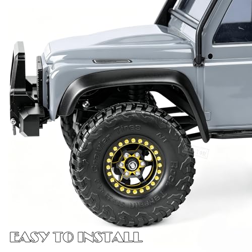 RC Full Brass 1.0 Beadlock Wheel Rim & Wheels Tires for 1/18 1/24 Trx4m SCX24 FCX24 RC Crawler Car,4PCS (1.0 Inches) Wheel Rim & Wheels Tires(Black-A)