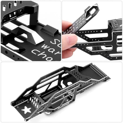 SCX24 Warthog LCG Chassis Kit, Aluminum Roll Cage Frame | 1/24 RC Crawler Buggy Scale Appearance Chassis, Compatible with Gladiator Bronco C10 JLU Models Custom Builds Upgrades - color: Black, size: with Lettering