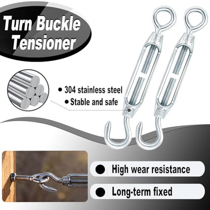 6 PCS M6 Hook and Eye Turnbuckles for Cables Wire Rope Tension | Made of 304 Stainless Steel, Corrosion Resistant & Easy to Use,220lbs Rated,Industrial Shade Sail Rigging - size: 6PCS-M6-OC
