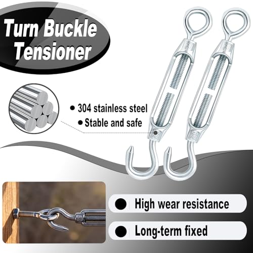 6 PCS M5 Hook and Eye Turnbuckles for Cables Wire Rope Tension | Made of 304 Stainless Steel, Corrosion Resistant & Easy to Use,88lbs Rated,Industrial Shade Sail Rigging - size: 6PCS-M5-OC