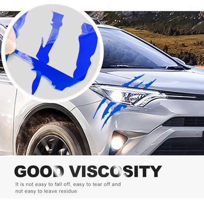 3-Pack Vinyl Claw Mark Decals | Hood, Headlight & Body Scratch Stripe Stickers for Car, Truck, SUV, Motorcycle (Blue) - color: Blue