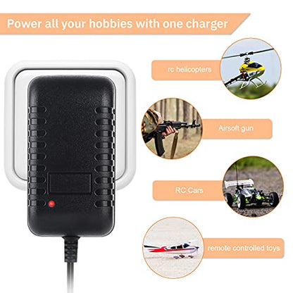 RC Battery Charger,2S-10S RC Car Charger for 4.8V 7.2V 8.4V 9.6V NiMh/NiCd Battery Pack with 19 Plugs(DO NOT Charge for Lipo/Li-ion/LiFePO4 Batteries)