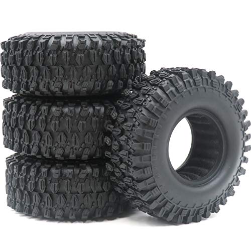 1.9inch RC Tires Soft Rubber Tyres Height 108mm / 4.25inch for RC Axial SCX10 and Other 1/10 1/12 Mud Crawler Truck, (4-Pack)