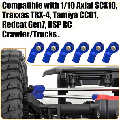 6PCS M3 Tie Rod End Joint Bend Ball Head Holder Linkage Aluminum 4.8mm Ball Cup Compatible with 1/10 Axial SCX10, Traxxas TRX-4, Tamiya CC01, Redcat Gen7, HSP RC Crawler/Trucks (Blue) - color: Blue