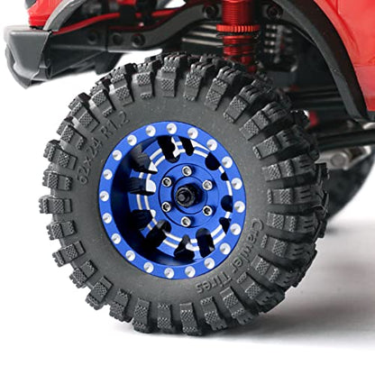 OGRC 1.0 Plus (1.2 Inches) Beadlock Wheel and Tires Set 7mm Negative Offset Wheel Rims SS Super Soft Sticky Tires for TRX4M SCX24 FCX24 AX24 1/24 1/18 RC Crawler Car - 62 * 24mm (Blue) - color: Blue