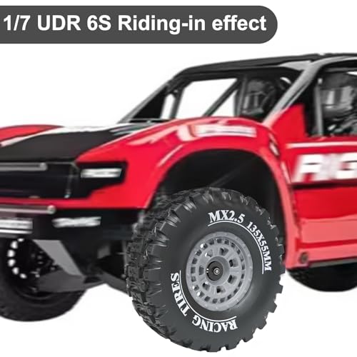 1/7 RC Short Course Truck Tires 1/8 Monster Truck Tires, 4PCS, Grey | Compatible with ARRMA 1/7 Mojave 6S ARRMA 1/8 Mojave 4S TRAXXAS 1/7 UDR 6S RC Buggy Upgrades - color: Black Tires+ Grey Wheels