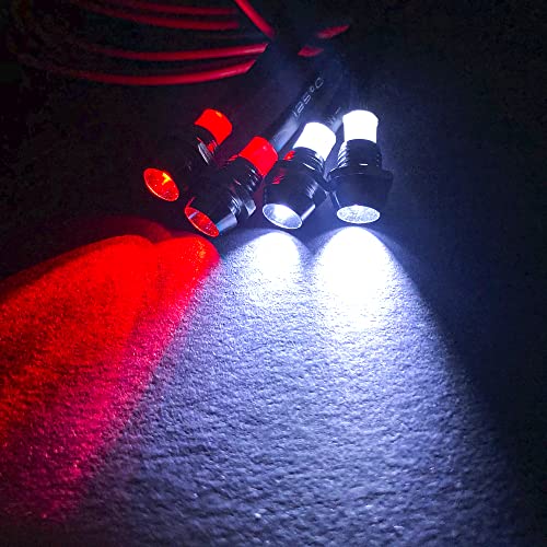 2Pack HIRCQOO 4LED RC Car LED Light Headlights Taillight Lighting with JR Y Cable Compatible with Traxxas HSP Tamiya Redcat RC4WD Axial HPI Kyosho Arrma 1/8 1/10 1/12 RC Car,2Red & 2White (3mm LEDs) - size: 3mm LEDs