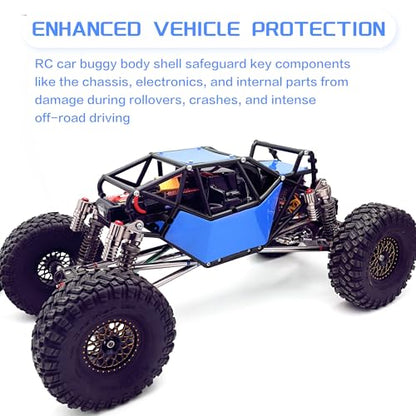 Nylon Rock Buggy Roll Cage Body Shell Chassis Kit for SCX10 ll 90046(Blue) | Roll Cage Rock Buggy Body Shell,1/10 RC Crawler Upgrade Parts,High-strength,Easy Assembled - color: Blue