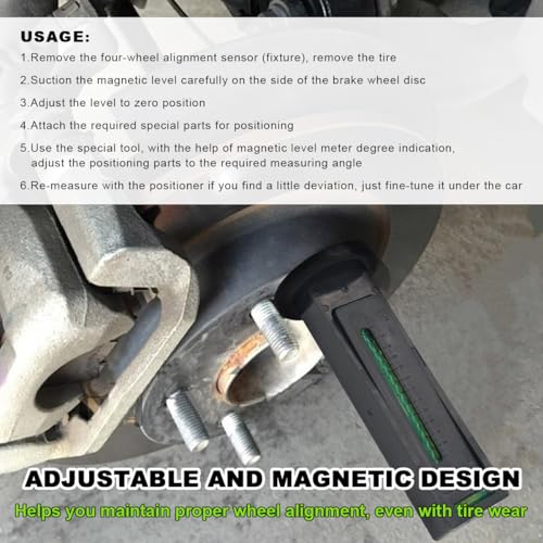 Adjustable Magnetic Gauge Tool, Camber Castor Strut Wheel Alignment Gauge with Magnetic Base, Universal Automotive Wheel Alignment Tool for Car Truck RV Tire Repair (Black) - color: Black