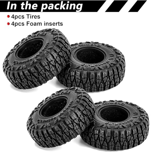 RC Dragon Claw Tires with Sponges Inserts 1.0 Crawler Tires for 1/18 TRX4M SCX24 1/24 RC Crawler Car Upgrade - size: 60 * 20mm