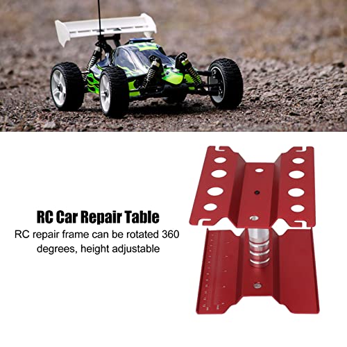 AYNEFY Rc Car Work Stand,Aluminum 360 Degree Rotation RC Car Maintenance Workstation Repair Table RC Car Display Bracket for Off Road Vehicle Shipping Drafting Tables(Red) - color: Red