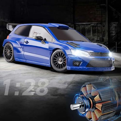 LD2801 1/28 RC Drift Car, Full Proportional 4WD Remote Control Racing Vehicle, High Speed Electric Car for Adults, Mini Hobby Grade Model Gift (Blue) - color: Blue (Ld2801)