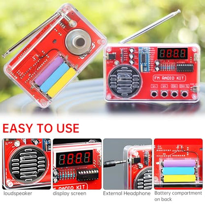 Diymore DIY FM Radio Kit, Soldering Practice Electronics Project, Transparent Case, with PCB, Speaker, Digital Display, for Beginners & STEM Learning - color: DIY FM Radio Kit
