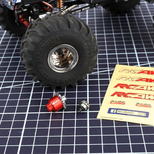 RCAWD Full-Metal Differential Assembly with Drive Gear for 1/18 1/24 Scx24 FMS Fcx18 Fcx24 Rc Crawler Car Upgrade Parts red - color: Red