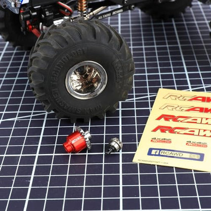RCAWD Full-Metal Differential Assembly with Drive Gear for 1/18 1/24 Scx24 FMS Fcx18 Fcx24 Rc Crawler Car Upgrade Parts red - color: Red