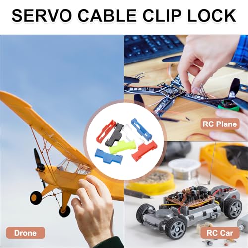MECCANIXITY 40 Pcs Servo Extension Cable Clips Lock, Servo Cable Safety Connector Lead Wire Buckle Lock for RC Car Plane Boat DIY Y Adapter Cable, Clear/White - color: Clear/White